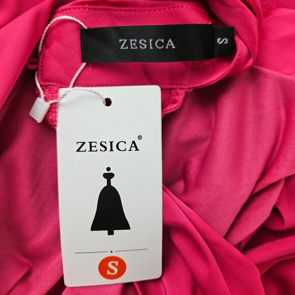 Zesica Womens Hot Pink Halter Neck Mini Dress Waist Tie Size Small Party Sexy - Picture 11 of 13